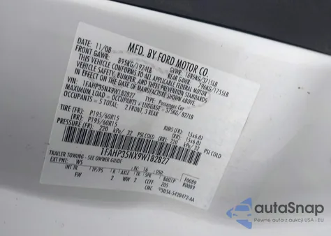 2009 Ford Focus Se from USA, damaged, VIN 1FAHP35NX9W182827